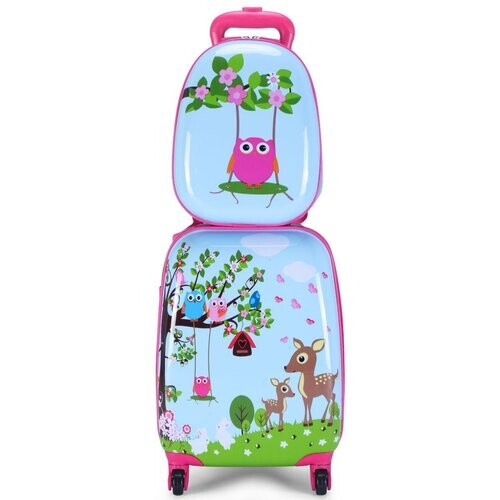 Tweedekans Coast Kinderkofferset 2-delig Kindertrolley + Rugzak Blauw/Roze Tweedehands
