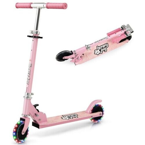 Tweedekans Coast Kinderstep - Twee Wiel Kick Scooter met Knipperende Wielen - Verstelbaar Stuur & Achterrem - Staan & Rijden - Roze Tweedehands