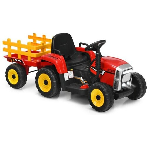 Tweedekans Coast Kindertractor - LED - 3 Versnellingen - Incl. Aanhanger - 135 x 51 x 53 cm - Rood Tweedehands