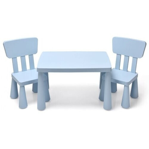 Tweedekans Coast - Kinderzitgroep 3 Stuks (Tafel en 2 Stoelen) - Multifunctioneel, Ergonomisch, Ronde Randen, 50 kg Belastbaar - Tafel 76,5 x 54,5 x 49,5 cm - PP - Blauw Tweedehands