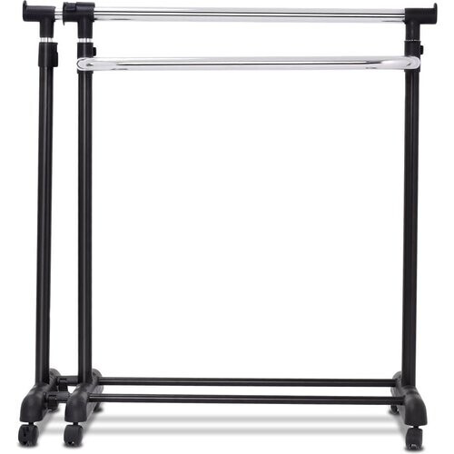 Tweedekans Coast Kledingrek - Verstelbaar Kledingrek Op Wielen - 157 x 44 x 168 cm - Zwart Tweedehands