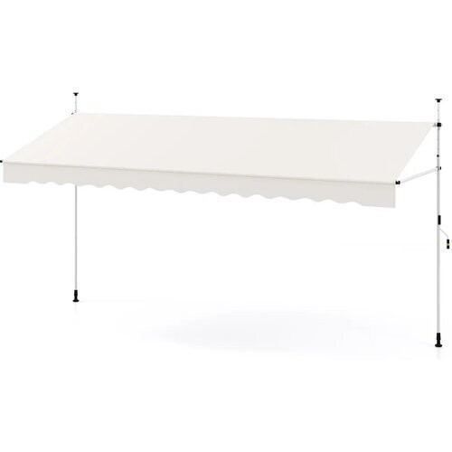 Tweedekans Coast Klemmarkise 400 × 120 cm - Wit - Boorvrije Balkon Zonwering met Handslinger en Verstelbare Hoogte Tweedehands