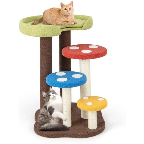 Tweedekans Coast Krabpaal Kattenboom - 5 verdiepingen - 3 sisalpalen - paddenstoeldesign - 60 x 65 x 94 cm Tweedehands