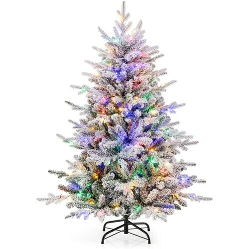 Tweedekans Coast Kunstkerstboom - 135 cm - Groen/Wit – Gevlekt & Beweegbaar – Voorverlicht met 160 Veelkleurige LED’s – 8 Lichtstanden Tweedehands