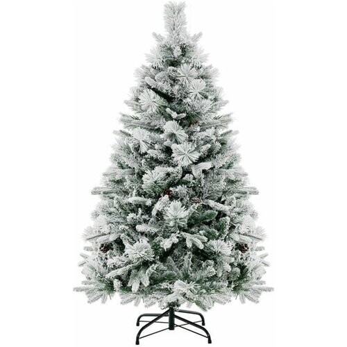Tweedekans Coast Kunstkerstboom 136 cm – Besneeuwd met Kegels – 160 LED Verlichting – 472 Takken – Groen/Wit Tweedehands