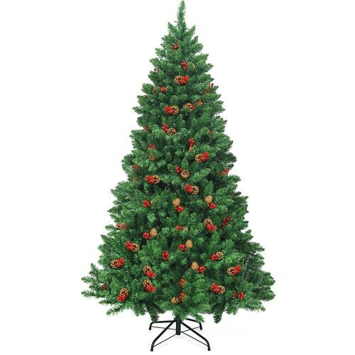 Tweedekans Coast Kunstkerstboom MET Dennenappels en Rode Bessen - Groen - 200 cm Tweedehands