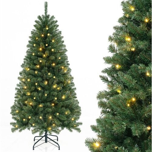 Tweedekans Coast Kunstkerstboom met LED-verlichting - 180 x 88 cm - Groen - 568 takken 200 warmwitte lampjes Tweedehands