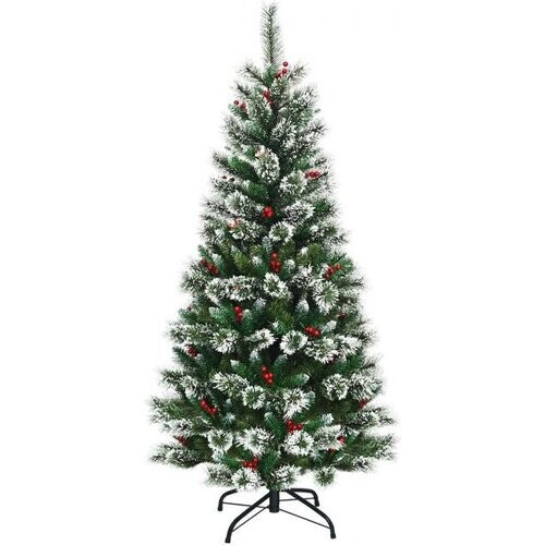 Tweedekans Coast Kunstkerstboom met Sneeuwvlokken Rode Bessen en Dennenappels - Groen - 180cm Tweedehands