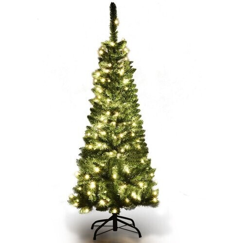 Tweedekans Coast Kunstkerstboom Smal - MET Warm Witte LED Verlichting - Groen - 135cm Tweedehands