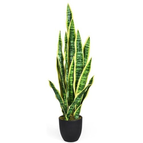 Tweedekans Coast Kunstplant – Sansevieria met Stevige Pot – 90 x 16 x 16 cm – Groen/Geel Tweedehands