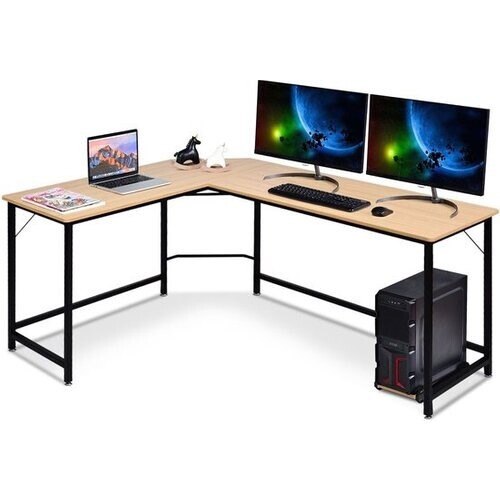 Tweedekans Coast L-vorm Computerbureau Hoekbureau - Zwart/Natuurlijk - 168 x 125 x 74 cm Tweedehands