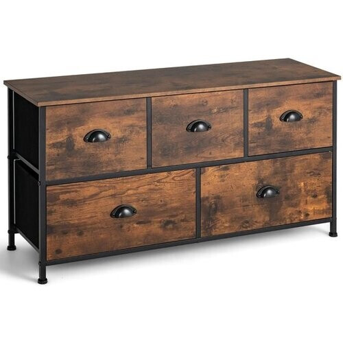 Tweedekans Coast Ladekast met 5 Laden - Stalen Frame - Bruin - 100 cm x 30 cm x 54 cm Tweedehands