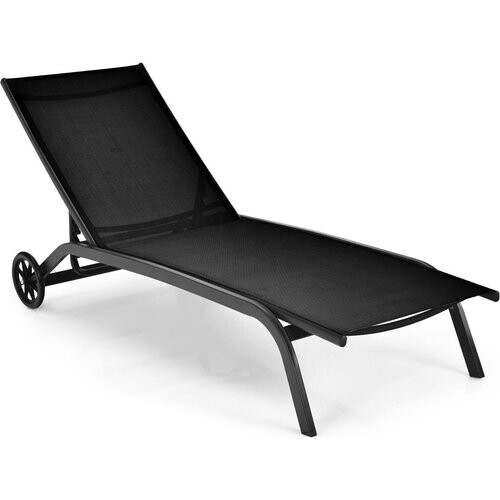 Tweedekans Coast Ligstoel verstelbaar met Wielen - Buiten - Max. 150 kg - Zwart Tweedehands