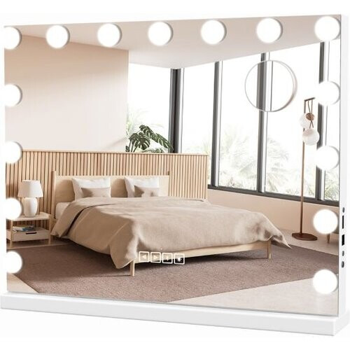 Tweedekans Coast Make-up Spiegel met 15 LED's - wit - 58 x 48 x 10 cm Tweedehands