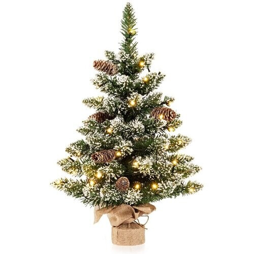 Tweedekans Coast Mini Kerstboom Besneeuwd met LED-verlichting en Dennenappels - 64cm Tweedehands