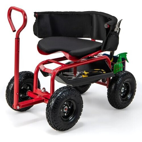Tweedekans Coast Mobile Seat for Gardening Garden Cars Stuurbare gereedschapstrolleys met een lade -opslagmand