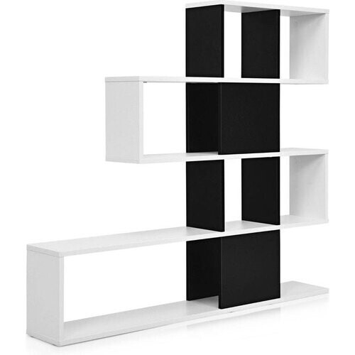 Tweedekans Coast Modern 5 verdiepingen tellende kamerverdeler - hout 120 x 19,5 x 109 cm zwart en wit Tweedehands