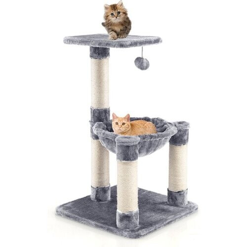 Tweedekans Coast Multi -Storey Scratching Post Soft Wrapped Cat Tree met een gezellige hangmatgrijs Tweedehands