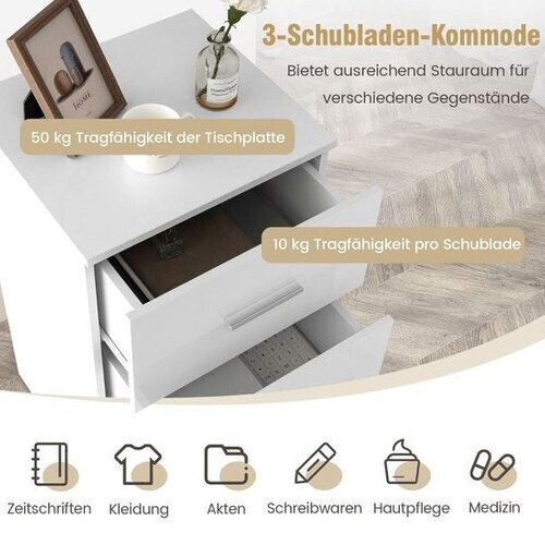 Tweedekans Coast Nachtkastje - 2 Stuks - 3 Lades - 37 x 34 x 66 cm - Wit Tweedehands