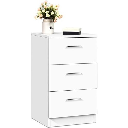 Tweedekans Coast Nachtkastje – 3 Lades – 38 x 35 x 67 cm – Wit Tweedehands