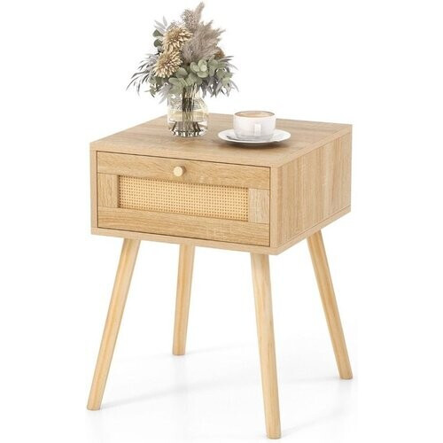 Tweedekans Coast Nachtkastje - Rotan - Eiken - 40 x 40 x 55 cm Tweedehands