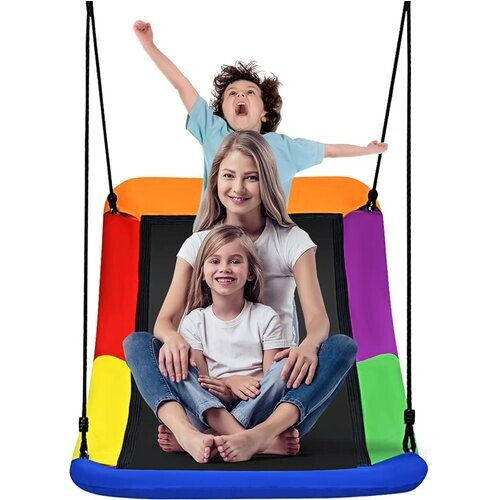 Tweedekans Coast Nest Skel Children Tree Swing met 100-160 cm verstelbare touwmuurzwaai gekleurd 123x45cm Tweedehands