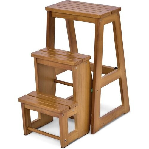Tweedekans Coast Opstapkruk - Bijzettafel - 3 Treden - Max. 136 kg - Massief hout - 57 x 38 x 66 cm - Dennenhout Tweedehands