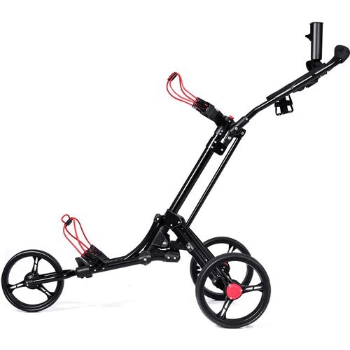 Tweedekans Coast Opvouwbare 3-Wiel Golftrolley - Eenvoudige Duw- en Trekwagen - Zwart Tweedehands