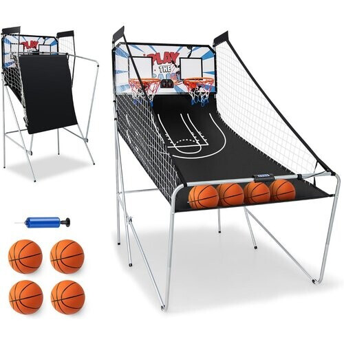 Tweedekans Coast Opvouwbare Basketbalmachine - Met 2 Ringen - Wit Tweedehands