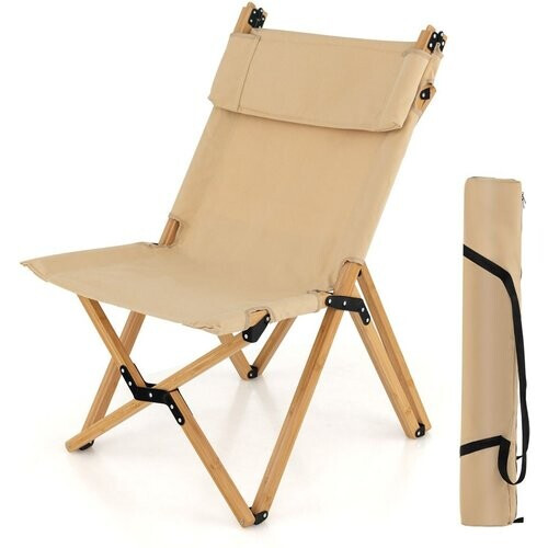 Tweedekans Coast Opvouwbare Campingstoel - Bamboe Frame - Verstelbare Rugleuning - Inclusief Draagtas - Natuurlijk Tweedehands