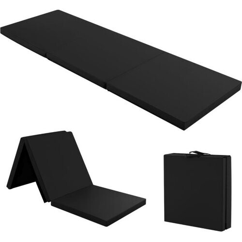 Tweedekans Coast Opvouwbare Oefenmat 180x60x5 cm Zwart – 3-delig Antislip Fitnessmat met Handgrepen Tweedehands