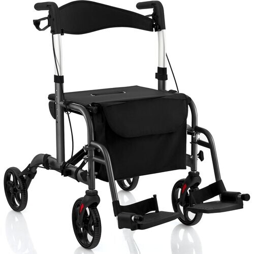 Tweedekans Coast Opvouwbare Rollator - Multifunctioneel - Verstelbare Hoogte - Met Tas en Stokhouder - Zwart Tweedehands