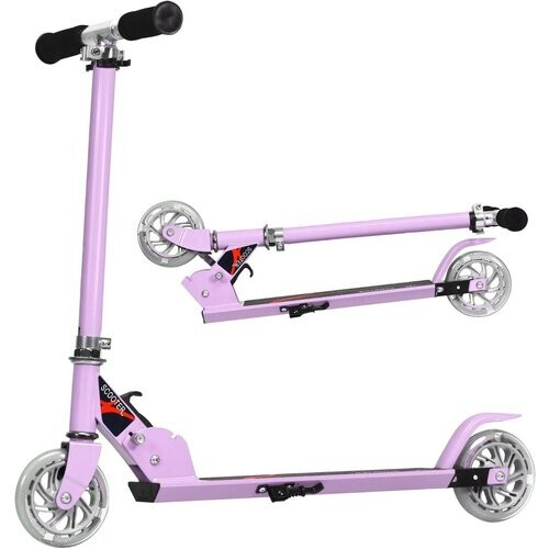 Tweedekans Coast Opvouwbare Step Voor Kinderen - LED Verlichte Wielen - 70 x 10 x 86,5cm - Paars Tweedehands