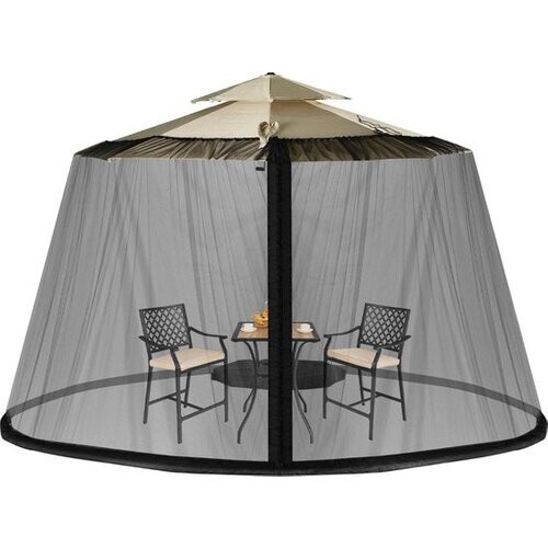 Tweedekans Coast Parasol Klamboe voor Buiten met 2 Deuren en d=Dubbele Rits - 12,5 x 2,3 m Zwart Tweedehands