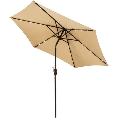 Tweedekans Coast Parasol Met LED Verlichting - 270 cm Diameter - Polyester - Kantelbaar - Beige Tweedehands