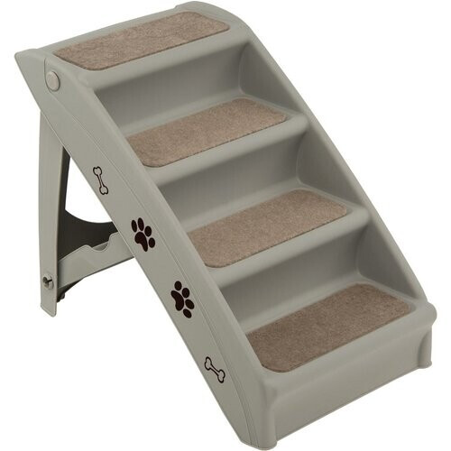 Tweedekans Coast Pet trappen met 4 stappen draagbare klimladder veilig honderd helling 62,5 x 38 x 49 cm grijs Tweedehands