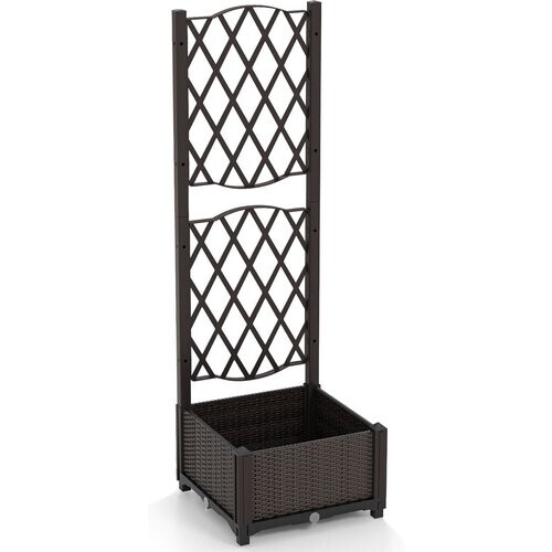 Tweedekans Coast Plantenbak met Klimrek - Rotan - 40 x 40 x 122 cm - Bruin Tweedehands