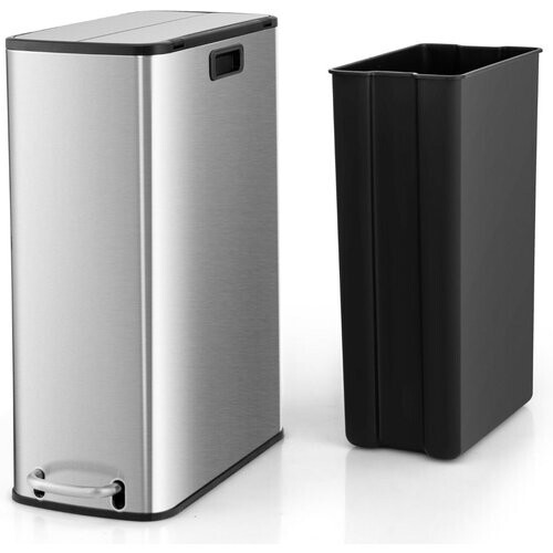 Tweedekans Coast Prullenbak - RVS - 46L Inhoud - Soft Close - Uitneembare Binnenemmer - 52 x 26 x 68 cm - Zilver Tweedehands
