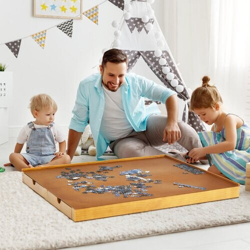 Tweedekans Coast Puzzeltafel Met 4 Laden Hout - 80 x 65 cm Tweedehands