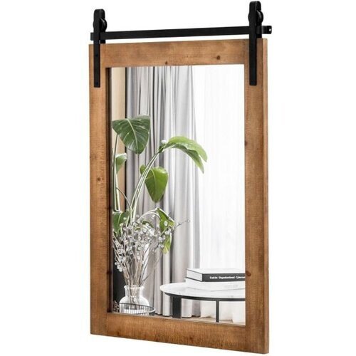 Tweedekans Coast rechthoekige spiegel met houten frame en metalen houder rustiek 76,5 x 56 cm bruin Tweedehands