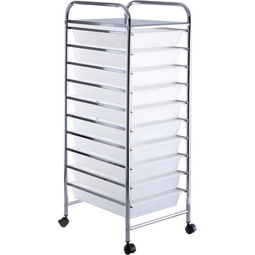 Tweedekans Coast Rollende Opbergkast – Incl. 10 Laden & Legplank – 33 x 37 x 86 cm – Transparant Tweedehands