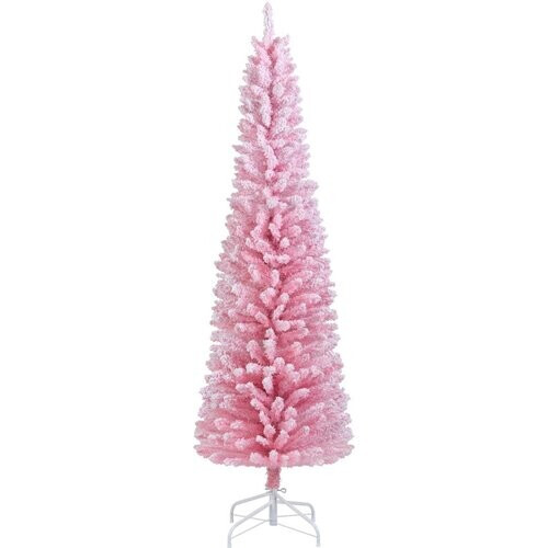 Tweedekans Coast Roze Kunstkerstboom 180 cm – Slanke Potloodvorm – Besneeuwde Takken – Metalen Standaard Tweedehands