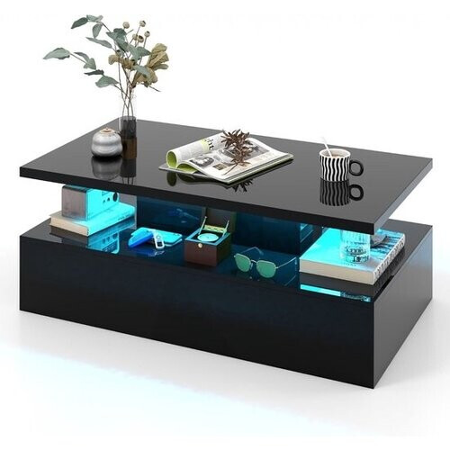 Tweedekans Coast - Salontafel met led verlichting - 110 x 60 x 40cm - Zwart Tweedehands