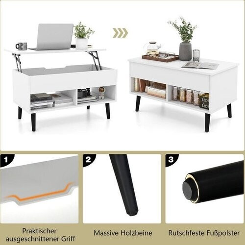 Tweedekans Coast salontafel met tiltafelblad van moderne woonkamertafel 80 x 40 x 44,5 cm wit Tweedehands