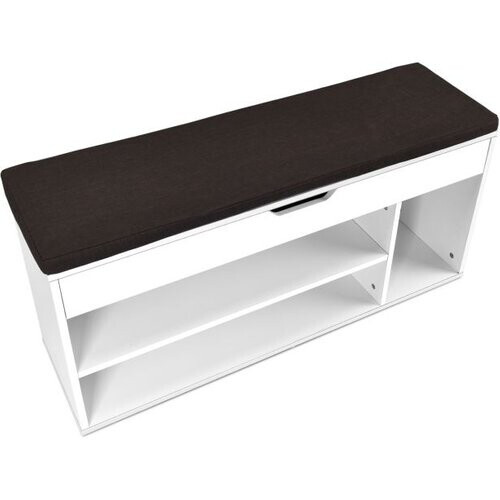 Tweedekans Coast schoenbankschoen wangschoen opslag met stoelkussen hout 104 x 48 x 30 cm wit/natuurlijk wit Tweedehands