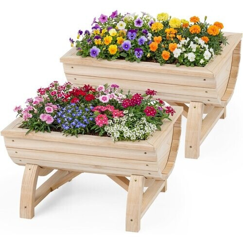 Tweedekans Coast Set van 2 Verhoogde Plantenbakken - Dennenhout - Met afwateringsgat - Naturel Tweedehands
