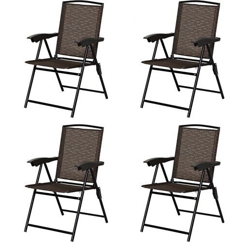 Tweedekans Coast Set van 4 Opvouwbare Stoelen Hoge Rug Tuinstoel Opvouwbare Fauteuil 69 x 54 cm x 90 cm Bruin Tweedehands