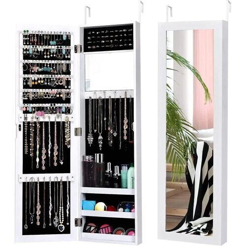 Tweedekans Coast Sieradenkast – Incl. Spiegel & Deurmontage – 31,5 x 8,5 x 110 cm – Wit Tweedehands