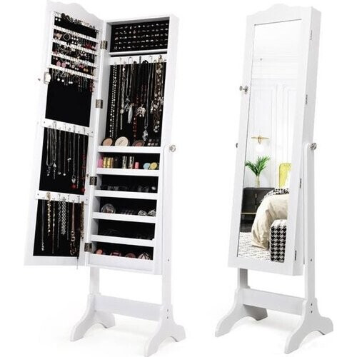 Tweedekans Coast Sieradenkast met Spiegel - 44 x 37 x 160 cm - Wit Tweedehands