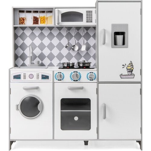 Tweedekans coast Speelkeuken voor Kinderen – Wit – 91×30×102 cm – met Ijsmaker, Fornuis met Licht & Geluid, Wasmachine, Oven & Magnetron Tweedehands